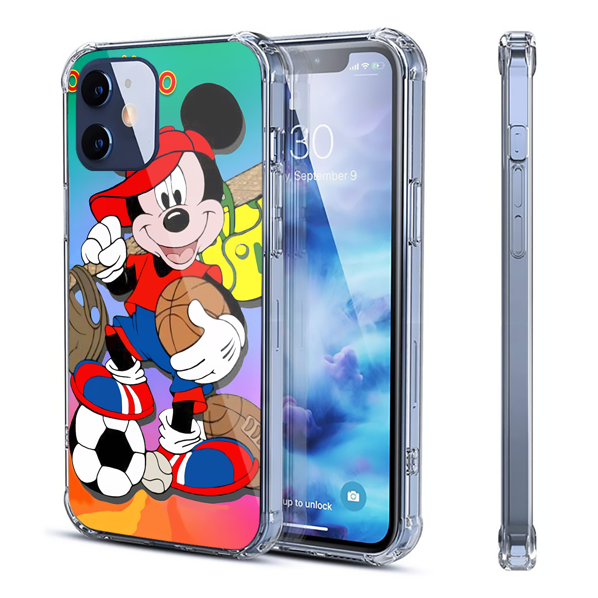 （画像用） ミッキーマウス Mickey Mouse 【iPhone 12シリーズ対応】透明スマホケース（クリアソフトケース）